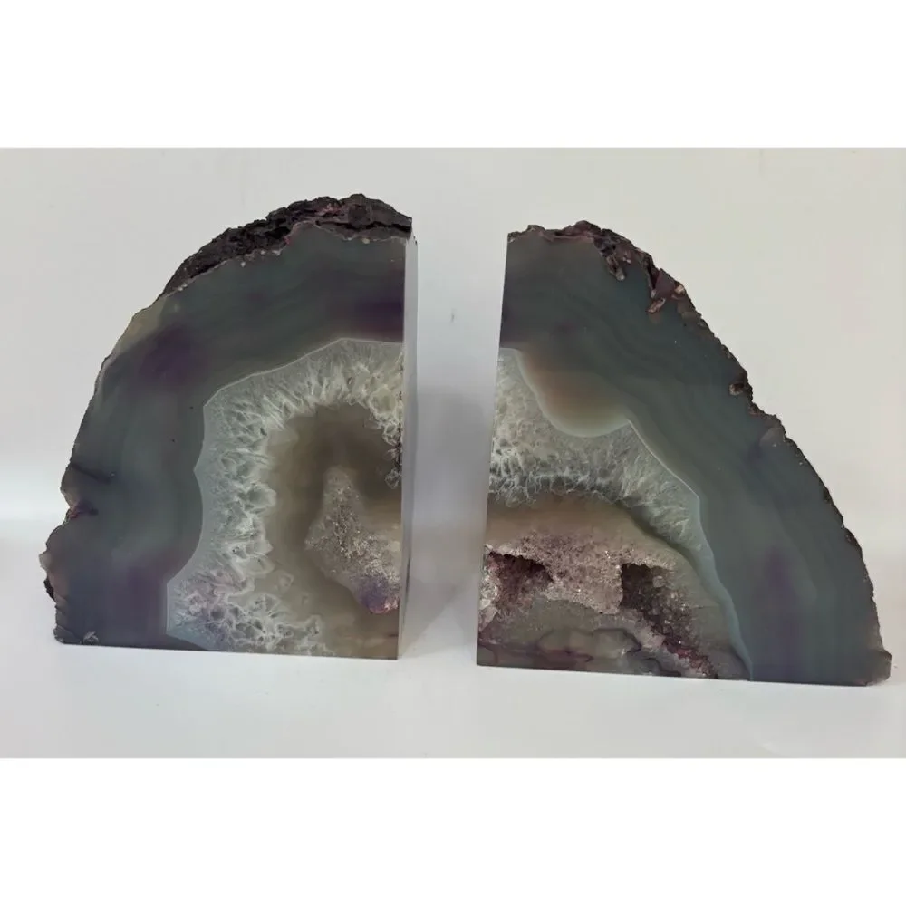 Vintage West Elm Natural Agate Druzy Bookends